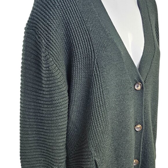 Kit and Ace Long Line Button Front Cardigan, Merino Wool, Green, Oversized, XS/S - Picture 11 of 11